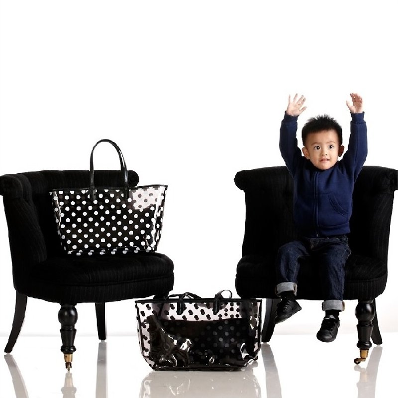 TiDi 最新款透明點點媽媽包 - 奶粉袋/媽媽袋 - 塑膠 黑色