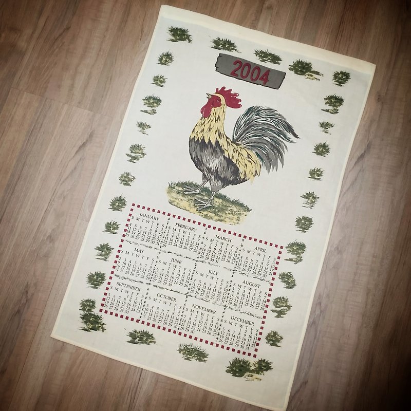 2004 American Early Canvas Calendar Rooster - Wall Décor - Other Materials Multicolor