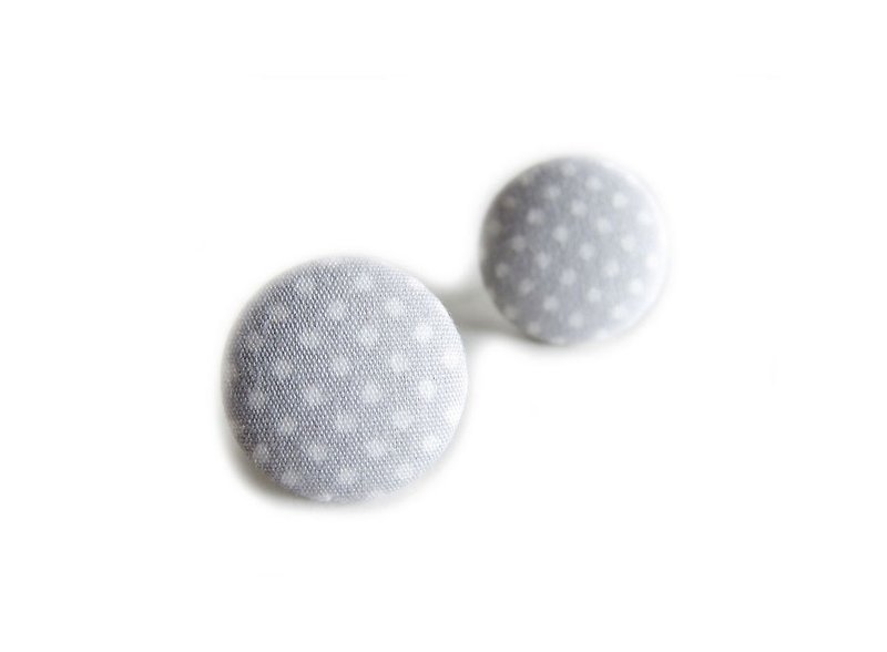 Cloth white spots do duplex buckle earrings clip earrings - Earrings & Clip-ons - Other Materials Gray