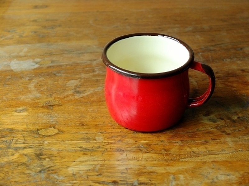 emalia OLKUSZ Poland 350ml red enamel mug - Mugs - Other Metals Red