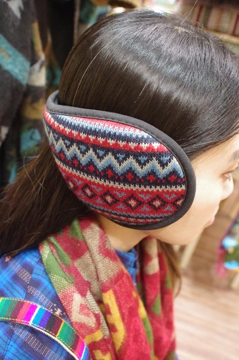 saibaba ethnique // 冬季禦寒 ---- 幾何圖形刷毛保暖後戴式耳罩 - Other - Cotton & Hemp Multicolor