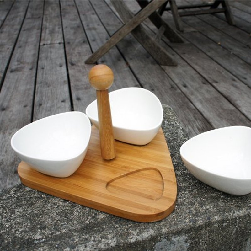 秋天的點心食器_陶瓷3件組 - 調理器具 - その他の素材 ホワイト