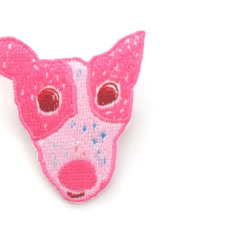 粉粉米克斯小狗panda 別針 貼布 - 胸針 - 其他材質 粉紅色