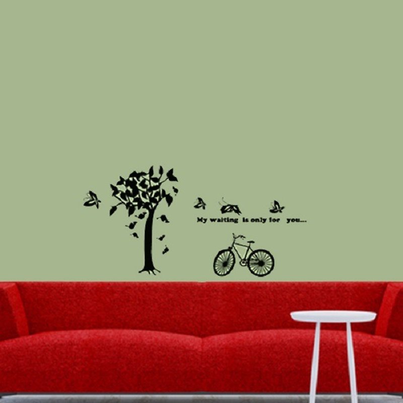 "Smart Design" creative non-marking wall stickers tree and bicycle 8 colors available - Wall Décor - Plastic Red