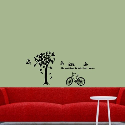 Smart Design 設計 壁貼 《Smart Design》創意無痕壁貼◆樹與腳踏車 8色可選