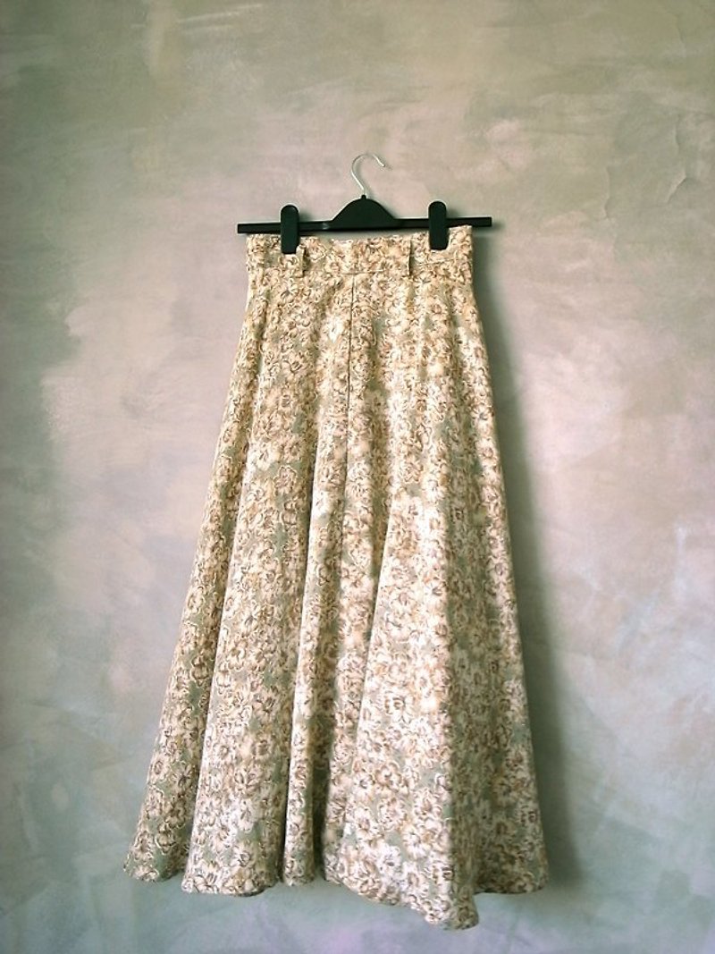 手繪描紋花朵 螺縈質裙  Bea:Mon 古著 - スカート - その他の素材 多色