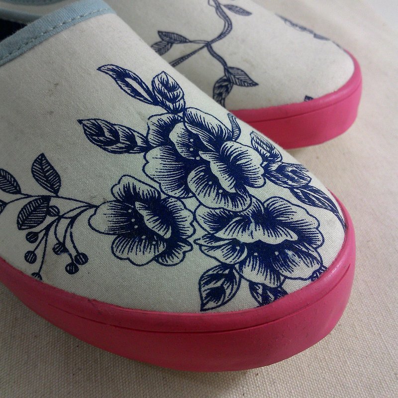 【7月少し驚き：運命の]ブーツの靴を校正デザイン/サブMOO-DO包帯日ウォーキング/ピンク、青と白のファブリック/ 19 /唯一のペア - キッズシューズ - その他の素材 ピンク