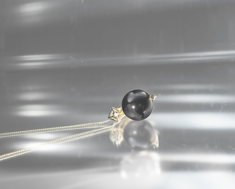 14k Black Tourmaline Necklace, Gold Pendant, Black Gemstone, Jet Stone Necklace - สร้อยคอทรง Collar - เครื่องประดับ สีดำ