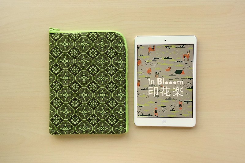 iPad Mini收納包/玻璃海棠/葉綠色