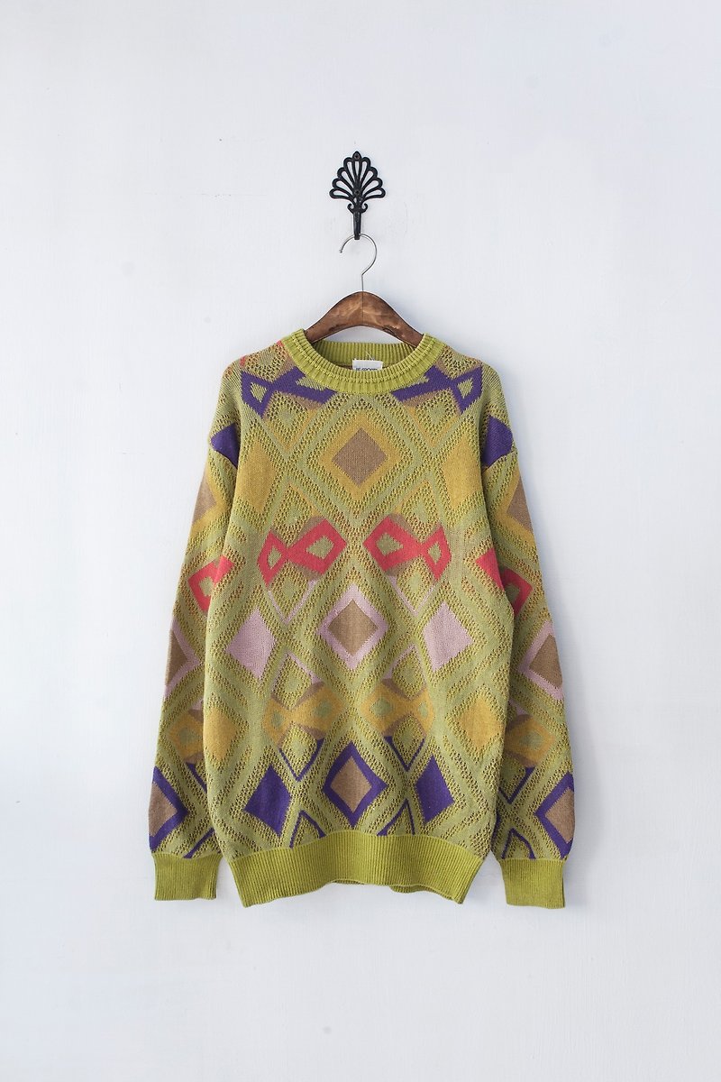 日本製 特價商品 微瑕 綠色 幾何 混麻 毛衣 - Women's Sweaters - Other Materials 