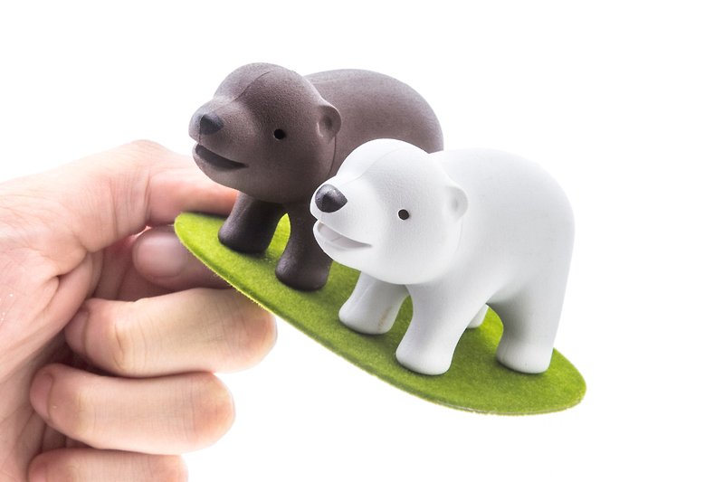 [Slightly Defected Special Offer] Special Offer-QUALY Bear Brothers-Pepper and Salt Shaker Set with Defective Products - ขวดใส่เครื่องปรุง - พลาสติก ขาว