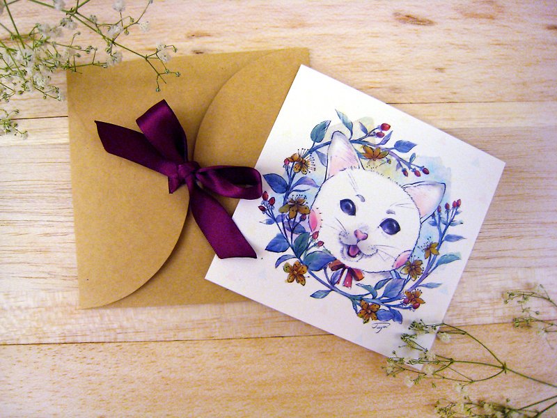 "Are you smile today?" - Sweet cat postcards / gift card - การ์ด/โปสการ์ด - กระดาษ สีแดง