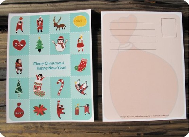 Happy Christmas postcards full grid ☉ - การ์ด/โปสการ์ด - กระดาษ หลากหลายสี