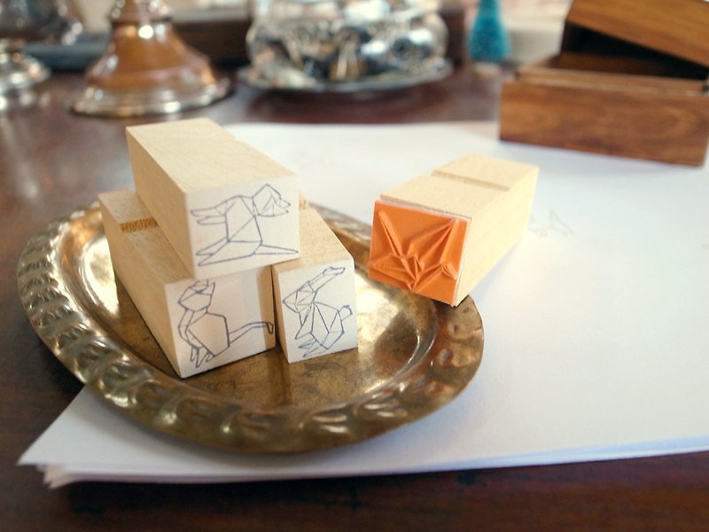 Atelier Hanu＊Origami Collection＊Wood Stamp Set ♥  ( 4 kinds ) - อื่นๆ - ไม้ สีทอง
