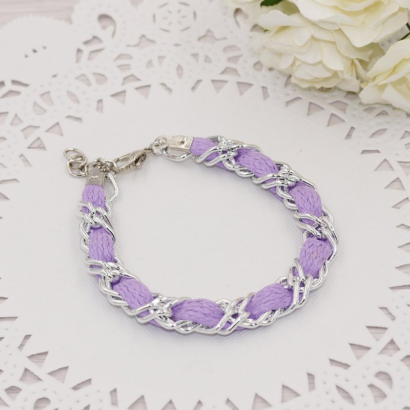 * Poof Princess sugar - flat lacing diamond bracelet (purple taro) - Bracelets - Other Materials 