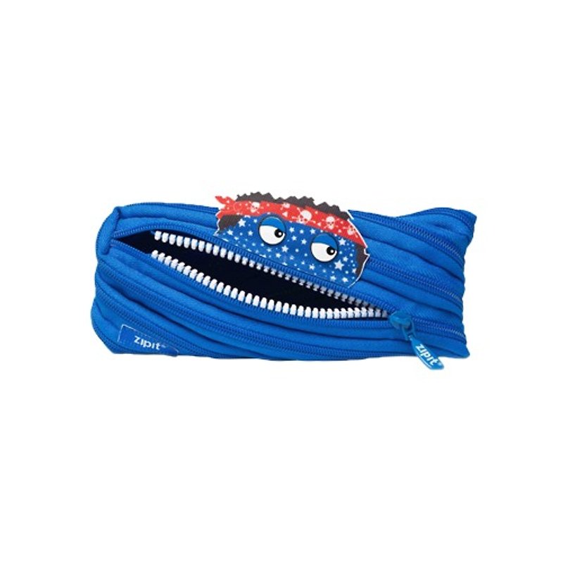 (5 fold out clear)-Zipit Talking Dialogue Monster Zipper Bag - (中) Blue - กระเป๋าเครื่องสำอาง - วัสดุอื่นๆ สีน้ำเงิน