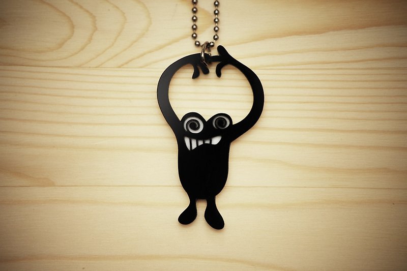 【Peej】‘Too High’  Double layered Acrylic key chains/necklaces - Necklaces - Acrylic Black