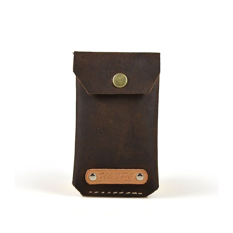 (U6.JP6 Handmade Leather Goods) Imported cowhide natural hand-made leather sewing. Coin purse/universal purse/light bag - กระเป๋าใส่เหรียญ - หนังแท้ สีนำ้ตาล