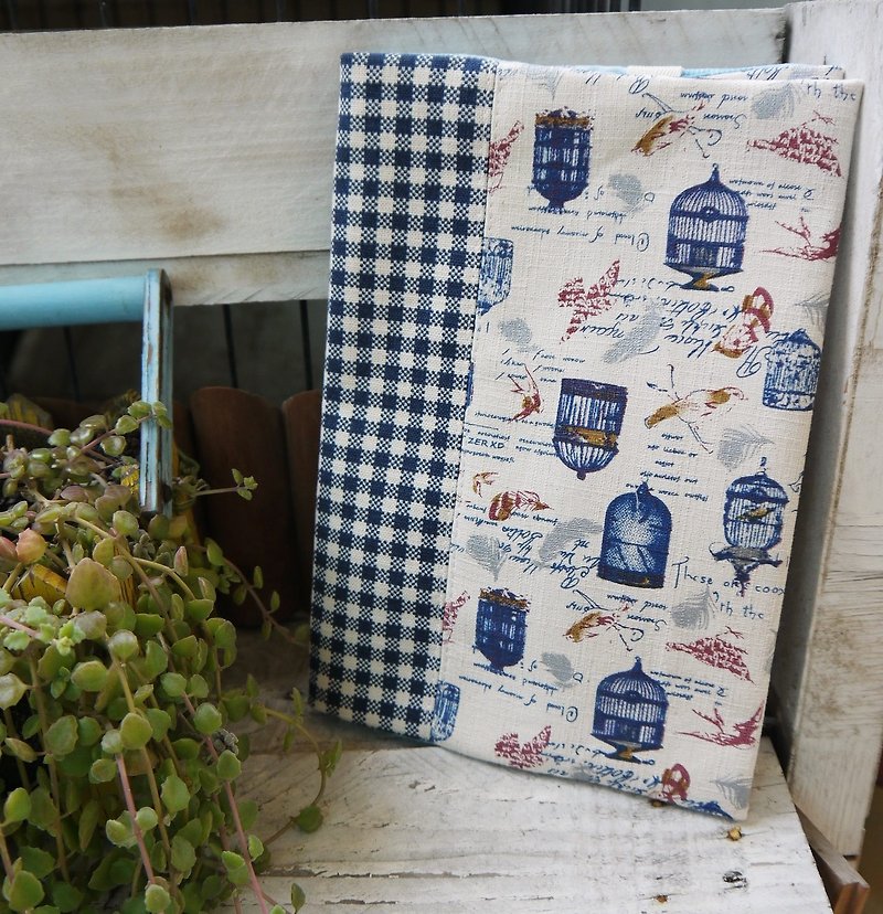 Flying birds cloth book clothes - Book Covers - Cotton & Hemp Blue