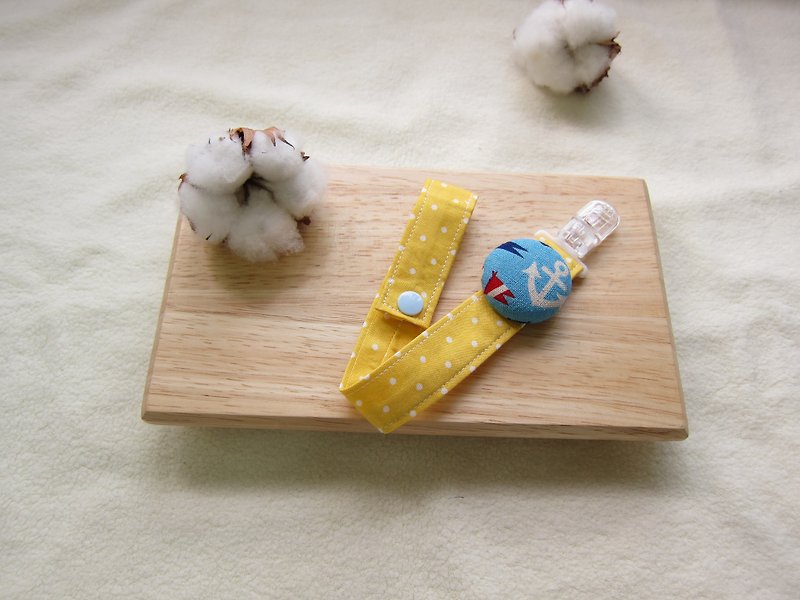 黃色水玉+海洋風奶嘴鏈/玩具鏈 - 彌月禮盒 - 其他材質 藍色