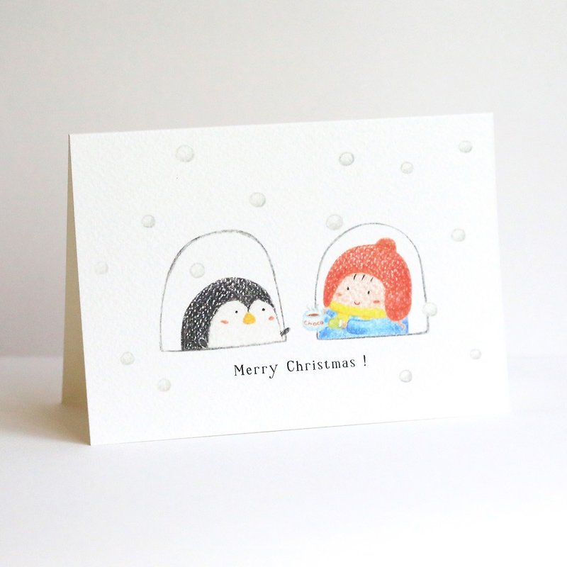 企鵝分享聖誕卡 - カード・はがき - 紙 多色