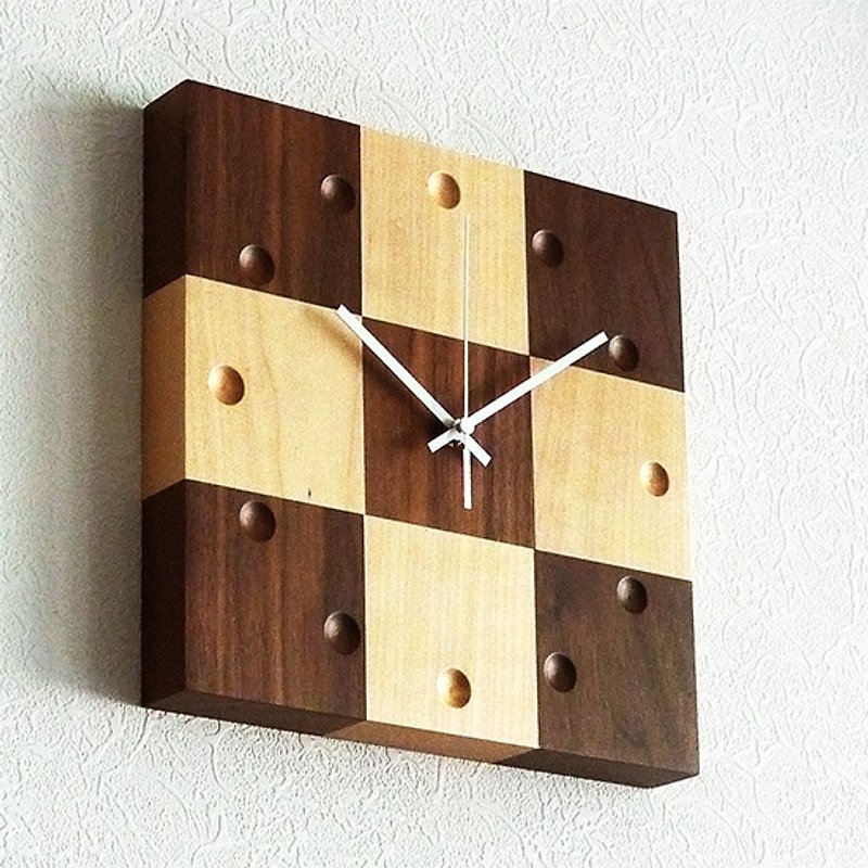 Handmade wood frame wall clock time clock wooden wood spell count carefully selected American black walnut top Canadian hard maple wood making - Clocks - Wood 