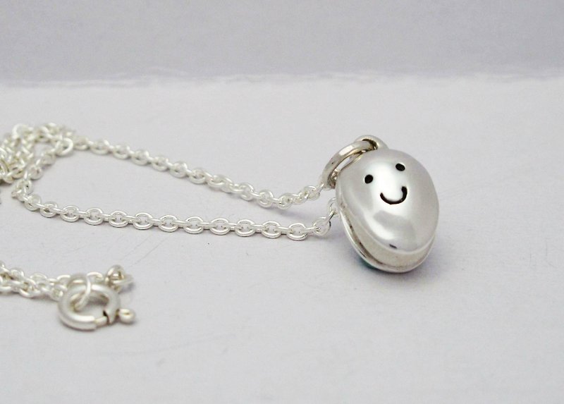 s925 Sterling Silver Necklace-Smiling Pistachio - สร้อยคอ - เงินแท้ สีเงิน