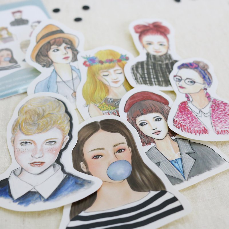 bonbon girls sticker set - bust girls (7 into) - สติกเกอร์ - กระดาษ 