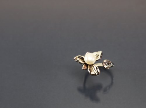Maple jewelry design 植物系列-三葉珍珠925銀戒