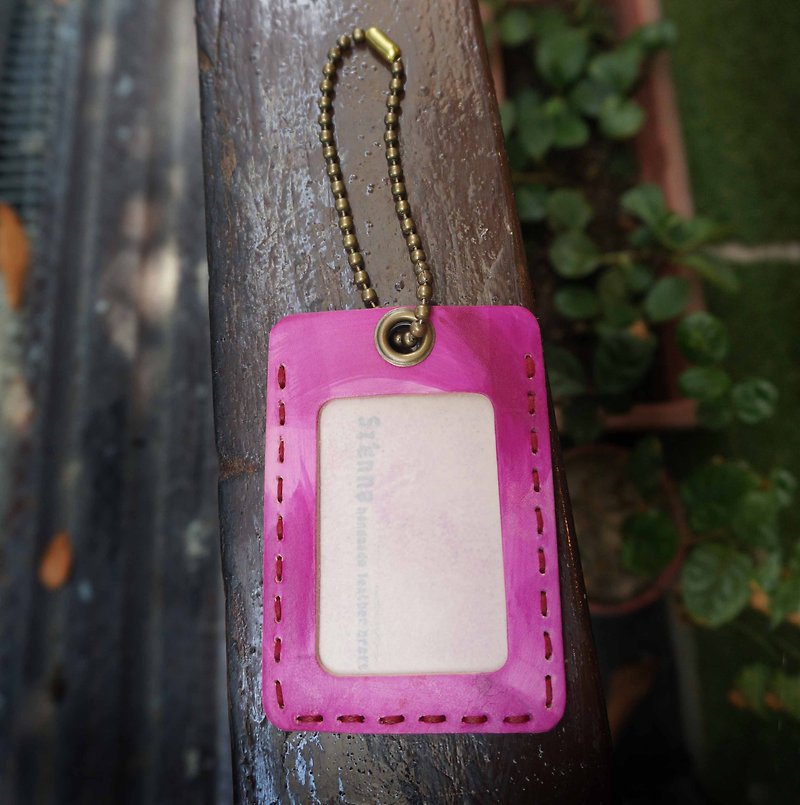 Sienna leather ID ticket luggage card holder - ที่ใส่บัตรคล้องคอ - หนังแท้ สีม่วง