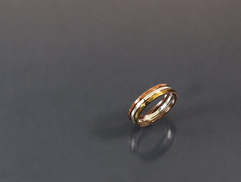 Texture series - three-color ring - แหวนทั่วไป - เงินแท้ สีส้ม
