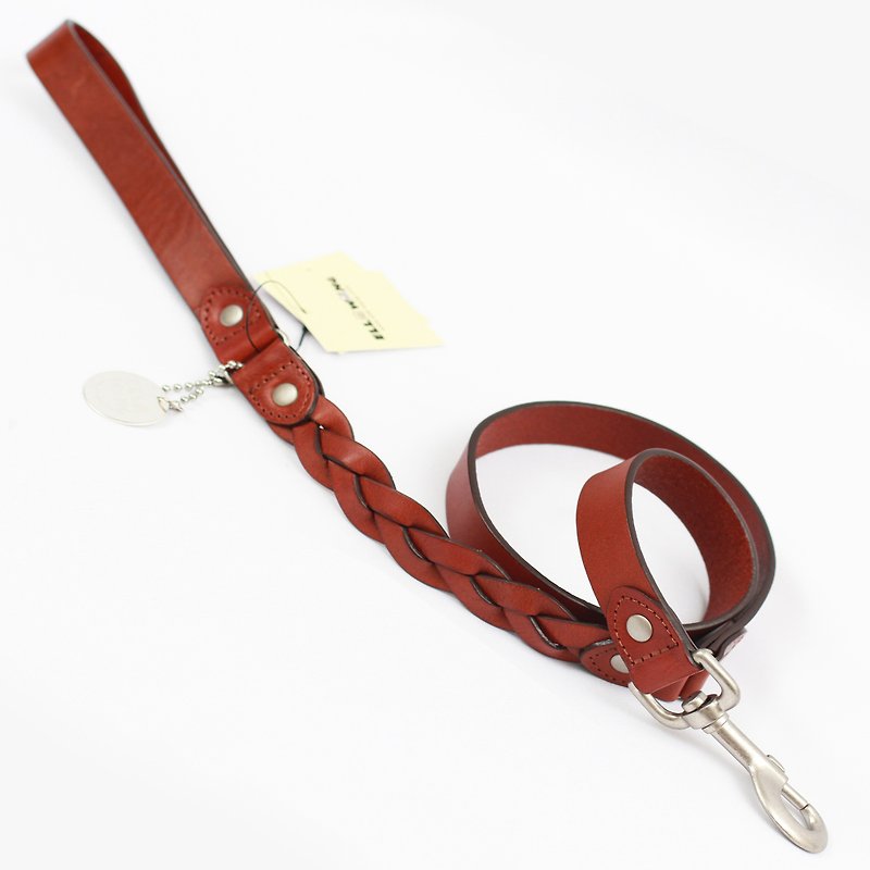 Ella Wang Design stitching leather 105cm long drawstring-brown (coffee) - Collars & Leashes - Genuine Leather Brown
