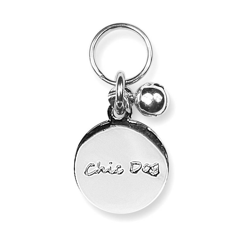 [Stainless Steel double circle] elegant name tag with laser engraving - Collars & Leashes - Other Metals Silver