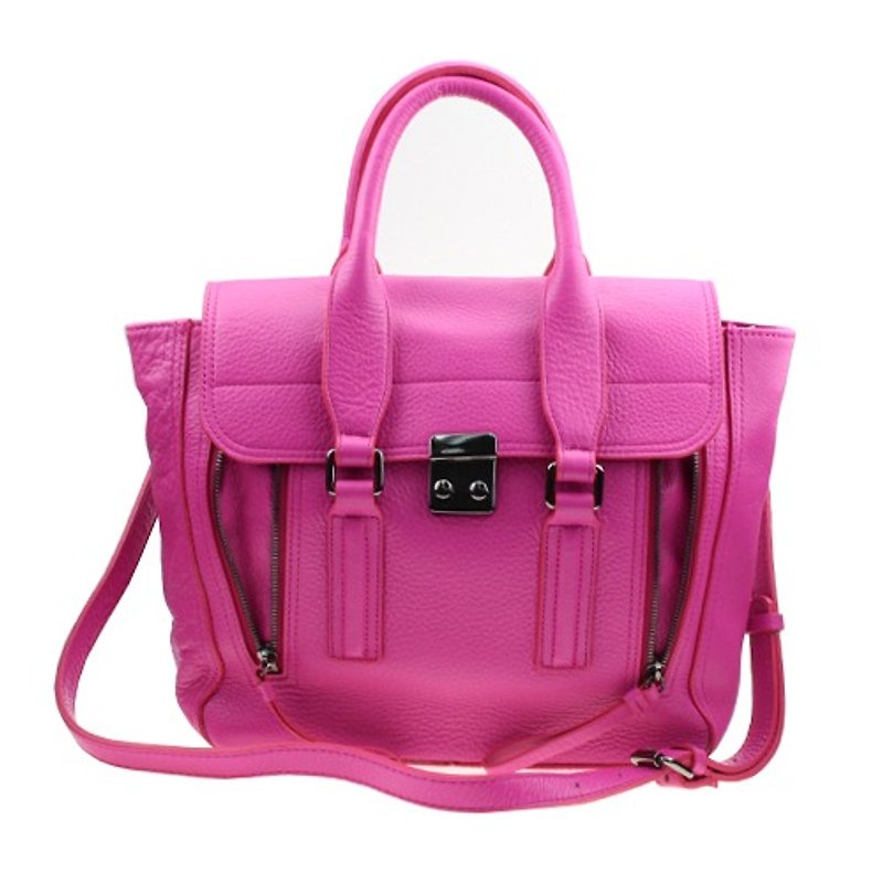 【Korean trend】UN0037 BAG HOT PINK Tote Bag - Handbags & Totes - Genuine Leather 