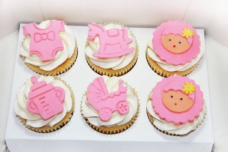 JMI 手作烘焙坊 粉紅公主Baby彌月杯子蛋糕cupcake - 其他 - 新鮮食材 粉紅色