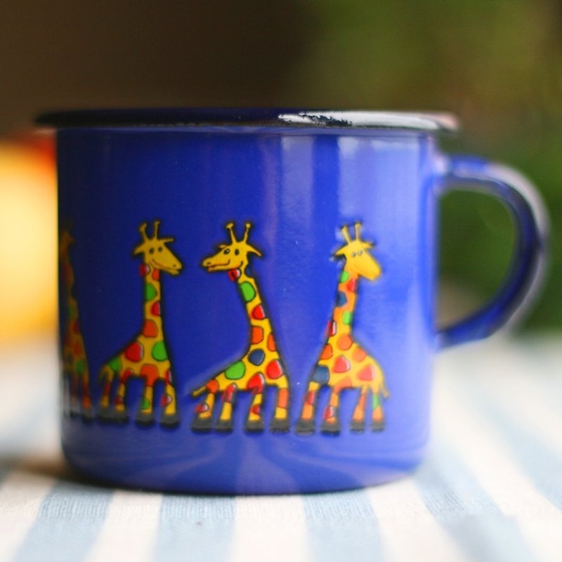 Smaltum Prague enamel cup Gator giraffe _ sapphire (250ml) <FDN000042> - Mugs - Enamel Blue