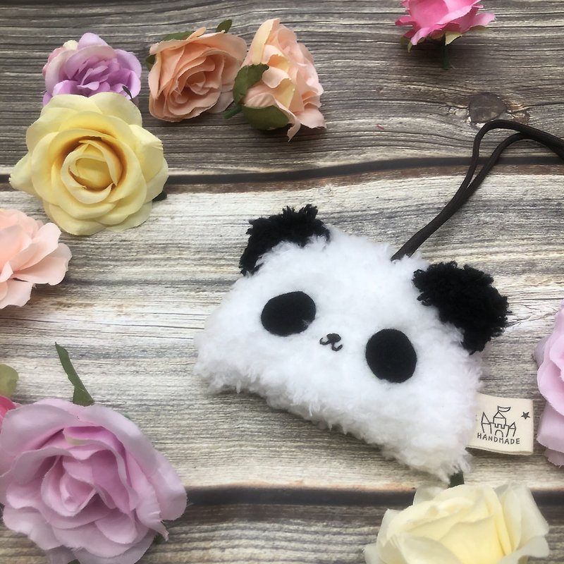 Panda-Knitted Woolen Yarn Card Holder Card Holder Ticket Holder Square Card Holder - ที่ใส่บัตรคล้องคอ - วัสดุอื่นๆ ขาว