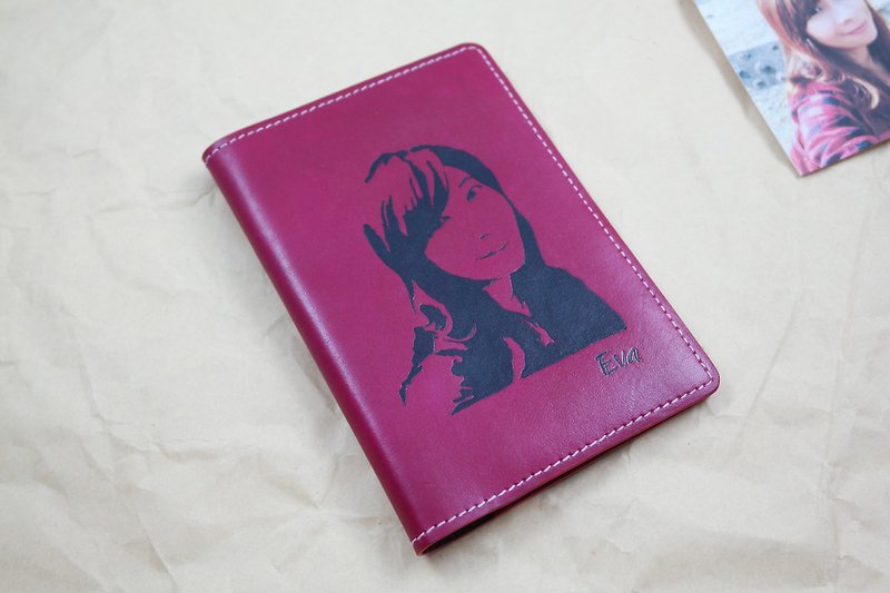 APEE leather handmade ~ extension image passport holder ~ flaming red - ที่เก็บพาสปอร์ต - หนังแท้ 