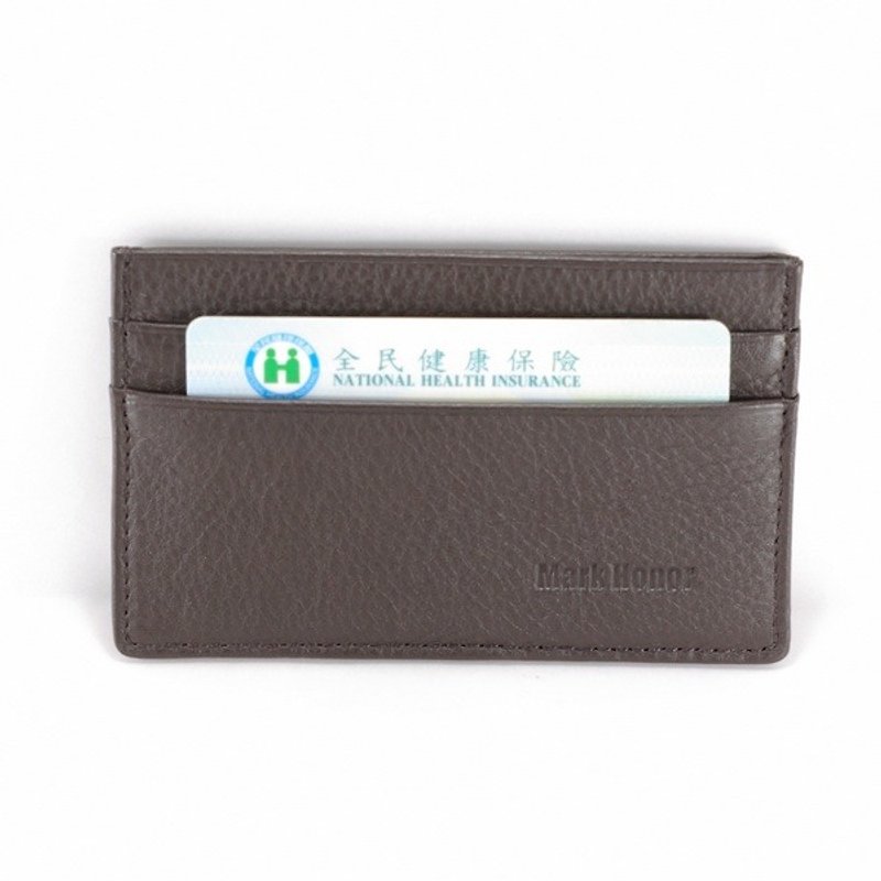 Fashion minimalist wallet brown business card holder - Card Stands - Genuine Leather Brown