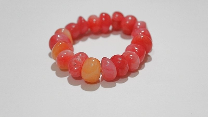 Lovely Macaron Bracelet<Pure Natural Mashan Jade-Orange Series>Elastic Bracelet#大粒石# - สร้อยข้อมือ - เครื่องเพชรพลอย สีส้ม