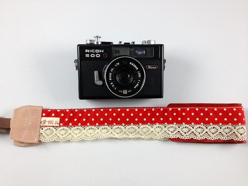 Hand-made monocular. Monocular-like decompression camera strap. Camera strap---lace red bottom dot style - ขาตั้งกล้อง - วัสดุอื่นๆ สีแดง
