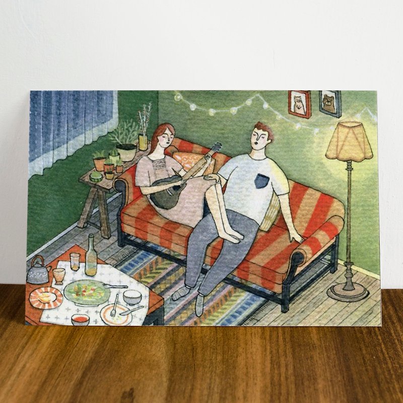 Watercolor illustration postcard－"Together" - การ์ด/โปสการ์ด - กระดาษ สีเขียว
