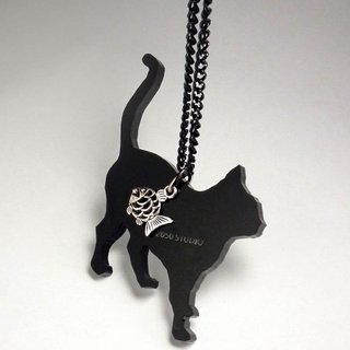 ★魚が大好きな猫（優雅な猫）★ネックレス・キーホルダー