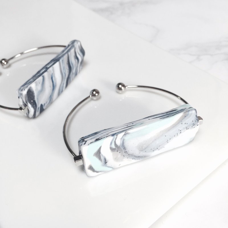 大理石紋手鐲 ∎ Marble Bangle  ∎ Marble collection ∎ - 手鍊/手環 - 其他金屬 白色