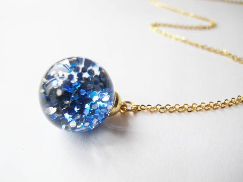 * Rosy Garden * Bishoujo Sailor Mercury color blue sequins flowing crystal ball necklace - สร้อยติดคอ - แก้ว สีน้ำเงิน