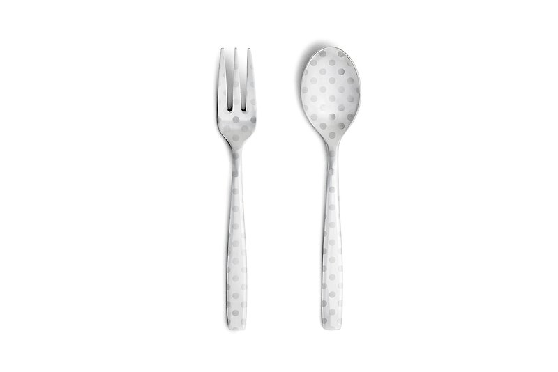 Perrocaliente 圓點 點心餐具組 / 銀色 - 刀/叉/湯匙/餐具組 - 其他金屬 灰色