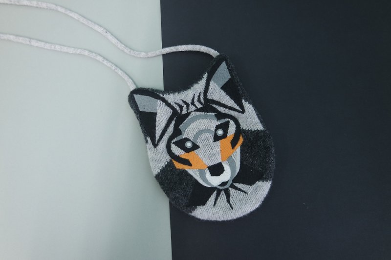 墨西哥灰狼幾何設計針織卡片套 - 名片夾/名片盒 - 羊毛 