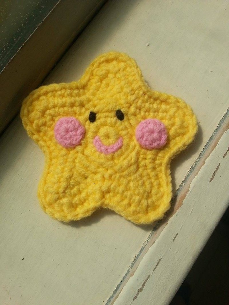 【Knitting】Smile Star 微笑星星 - 杯墊 - 其他材質 黃色