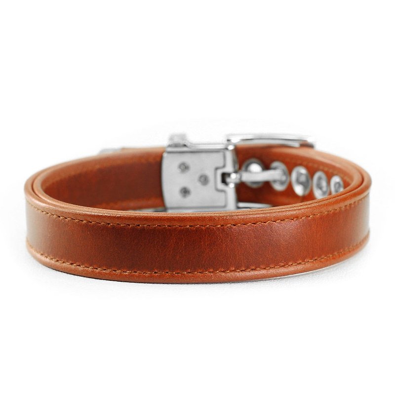 [Adjustment] Eternal leather leather collar ((send lettering)) - Collars & Leashes - Genuine Leather Brown