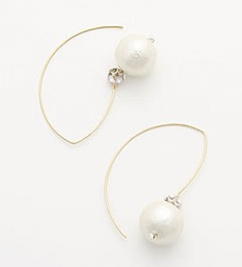 [CARUTINA] Cotton pearl pierce earrings / CA-2143-60 - ต่างหู - โลหะ สีทอง